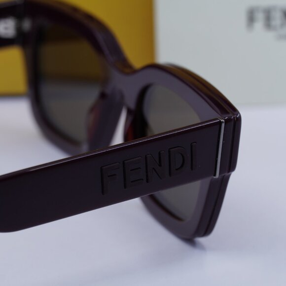 Fendi FE40119I 69E Square Sunglasses - Red/Brown - Picture 8 of 9